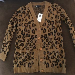Chunky Knit Leopard Cardigan - NEW